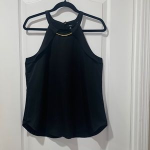 Stitch Fix Fate Orianna Halter sleeveless Blouse, black with gold detail, M